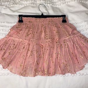 LoveShackFancy Cotton Foil Star Skirt in Pink/Gold